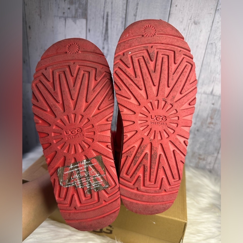 UGG kids selene bow winter boots in red - Picture 12 of 14